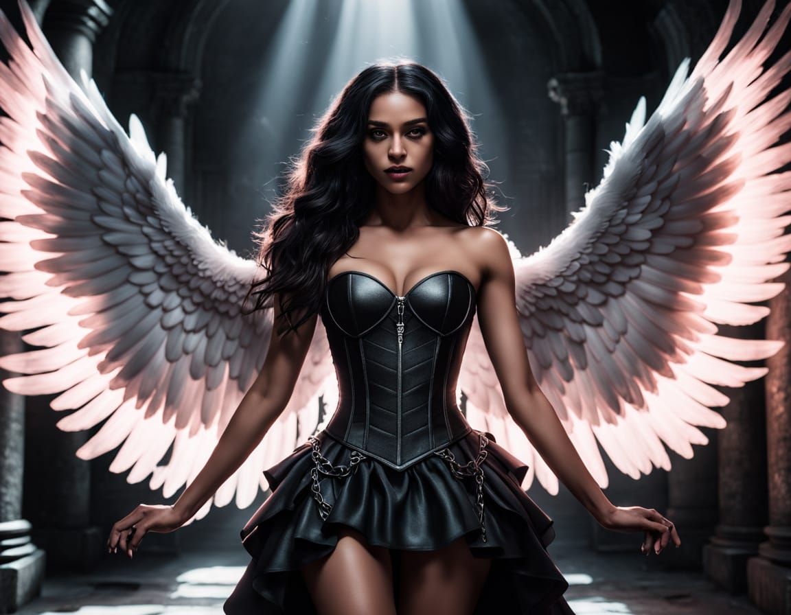 Heavenly Woman Chained in a Dungeon: Digital Art