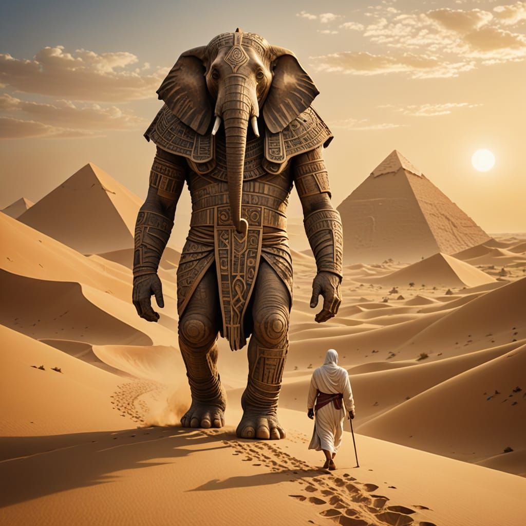 Giant Mummy Elephant in Ancient Egyptian Style