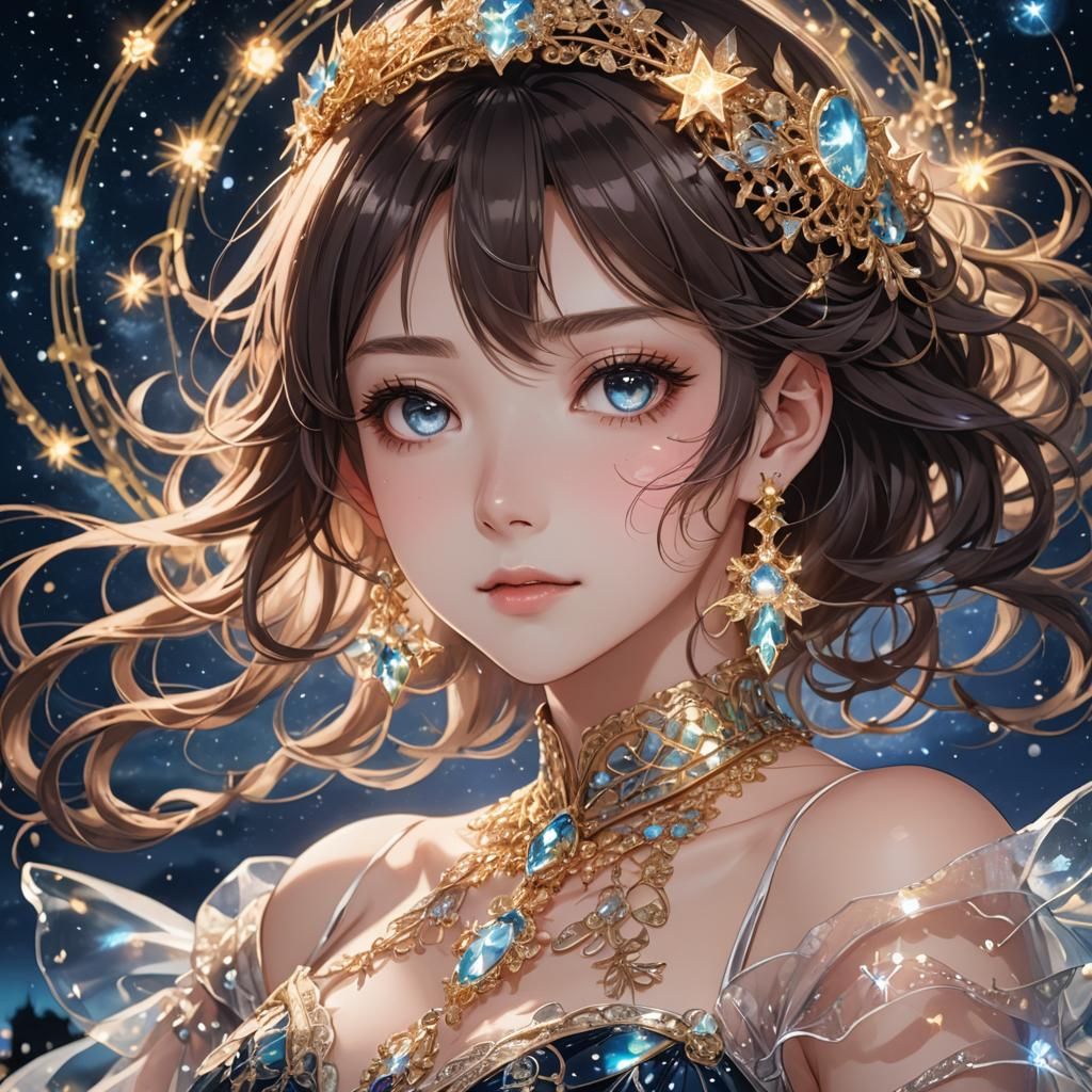 Anime Portrait: Lady in Transparent Sandwich Dress