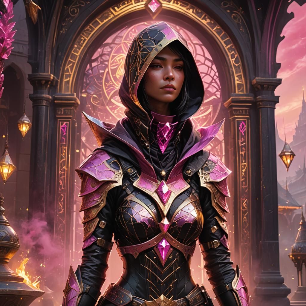 Female Assassin in Magical Suit: Digital Art