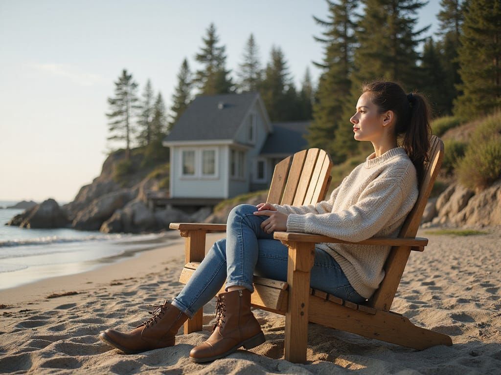 Serene Beach Cottage Scene in Photorealistic Style