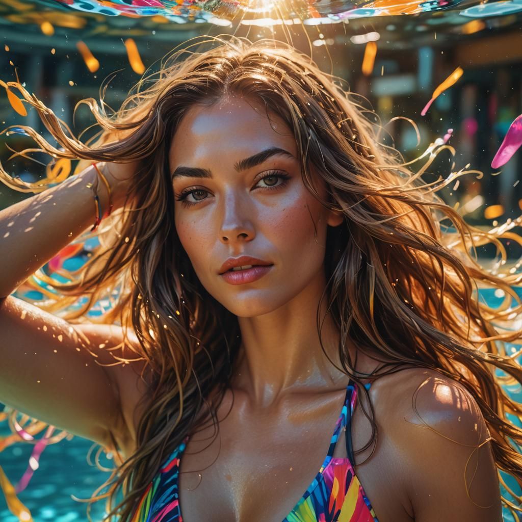Stunning Woman in Swimsuit: Hyperdetailed Portrait