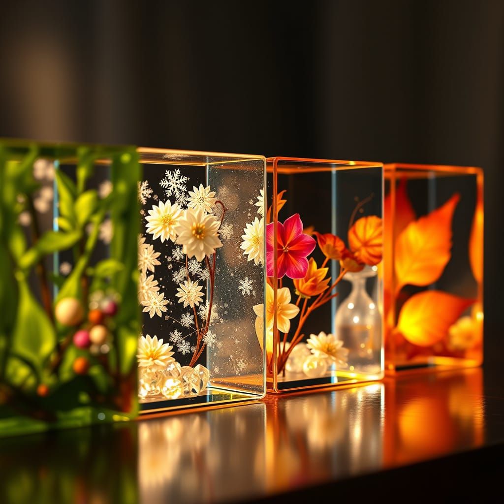 Glass Seasonal Cubes in Ethereal Glow