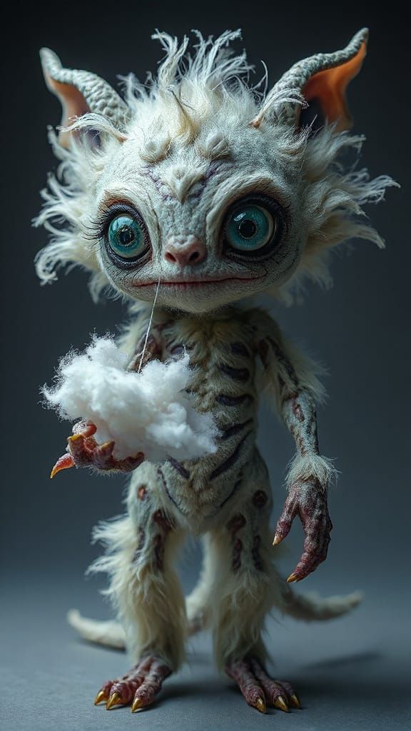 Enchanting Double-Exposed Fantasy Creature in Whimsical, Hyp...