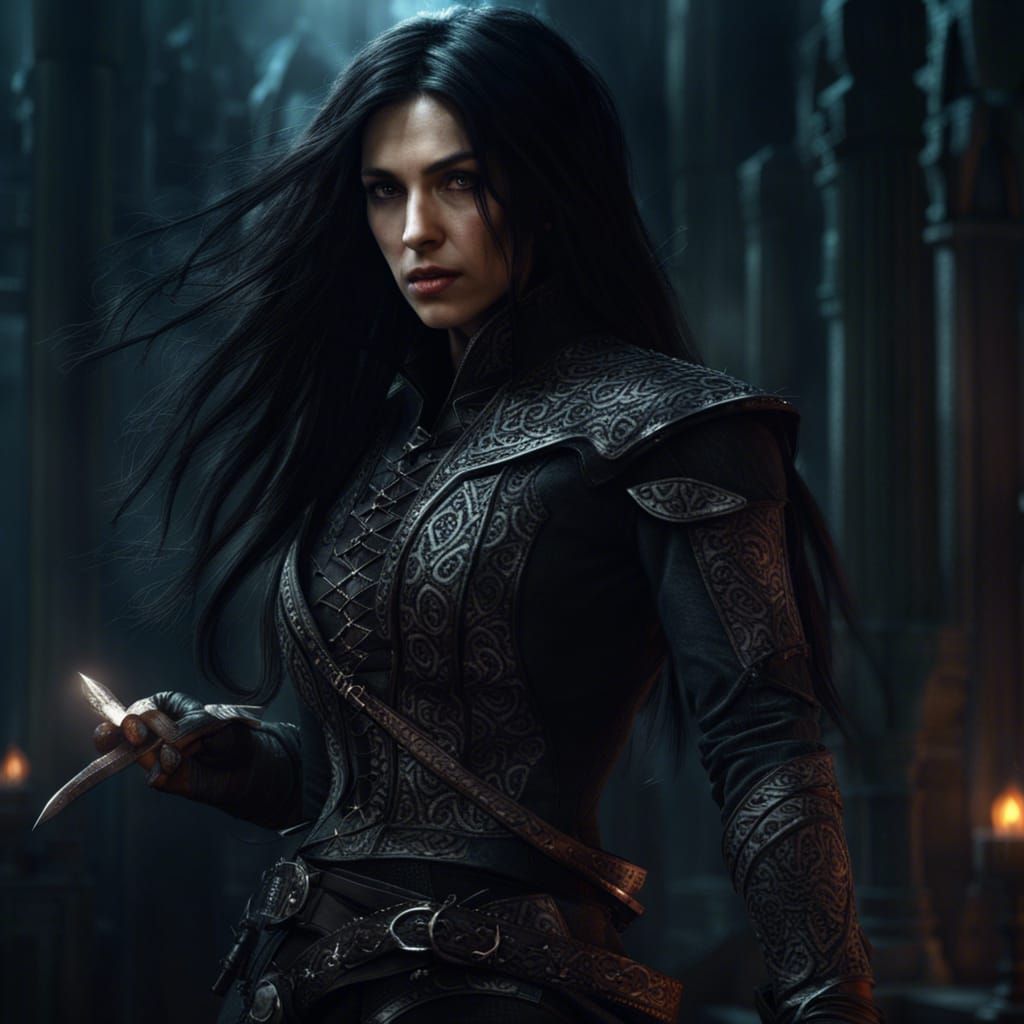 Elvish Rogue with Dagger: Digital Matte Painting
