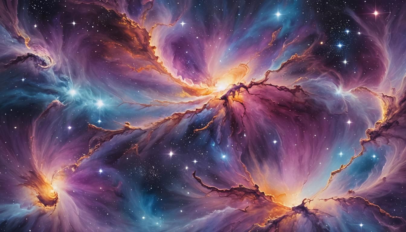 Cosmic Surrealism: Floating Among Glowing Nebulas