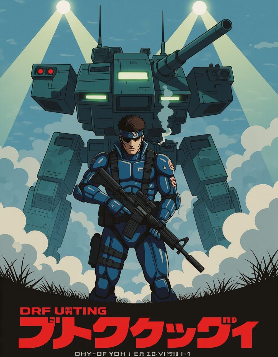 Retro Japanese Techno-Thriller Manga Poster