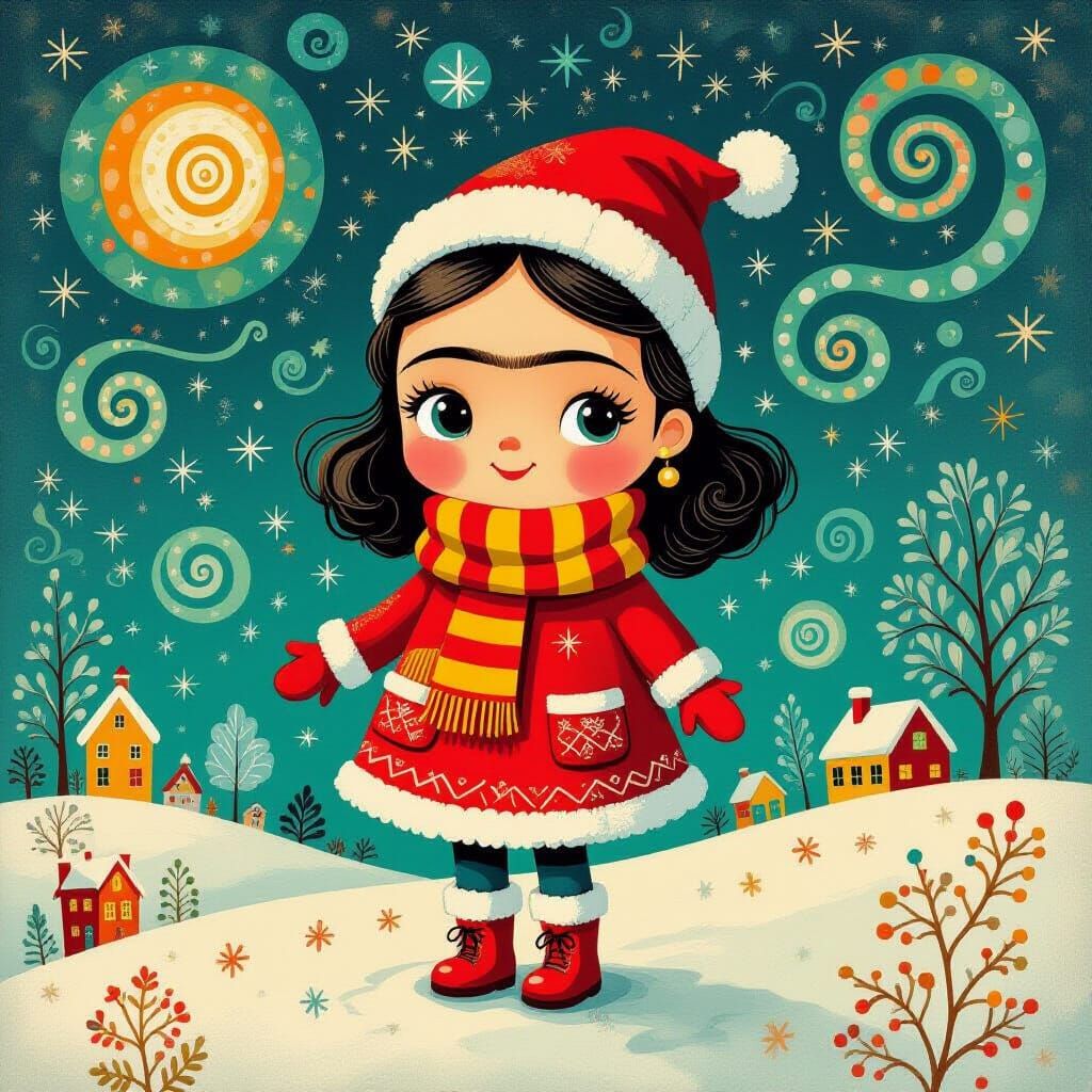 Festive Christmas Scene in Surrealist Style