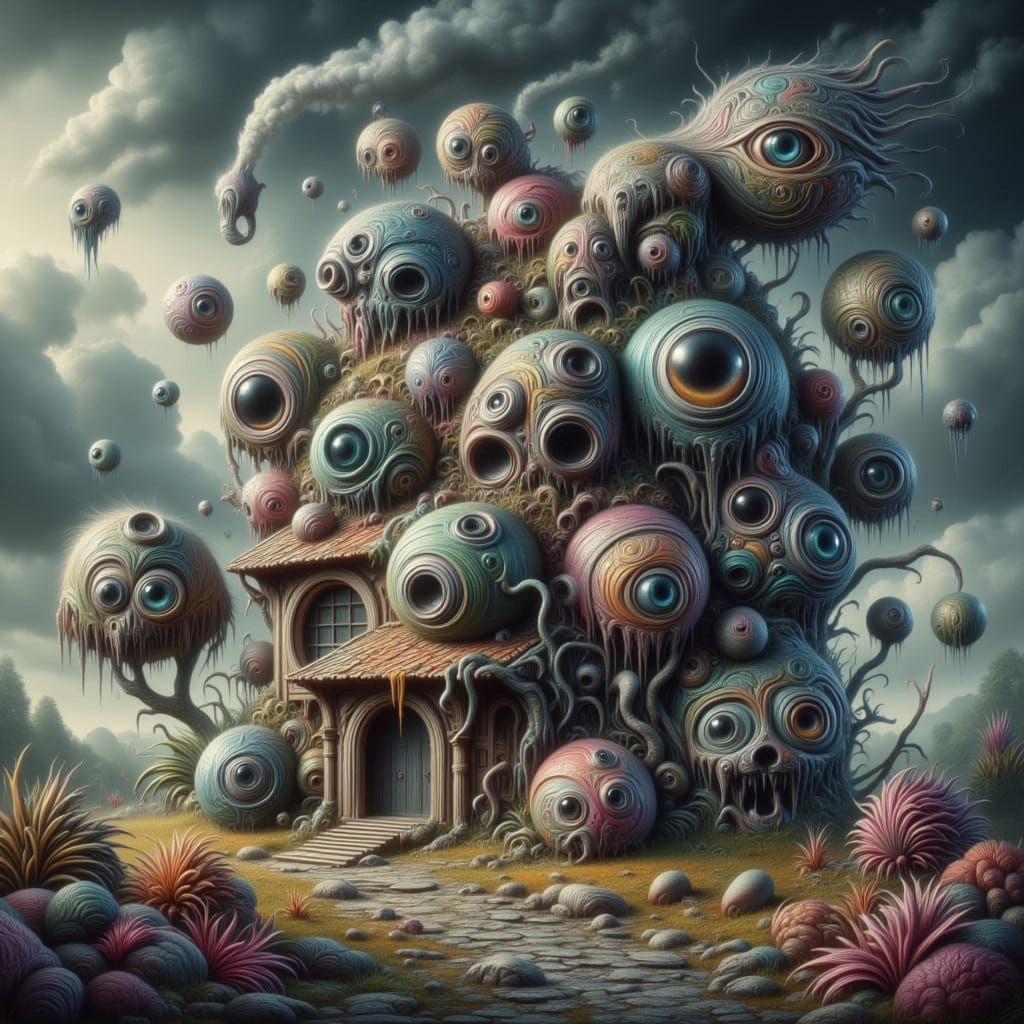 Bizarre Eyeball Building in Distorted Urban Style