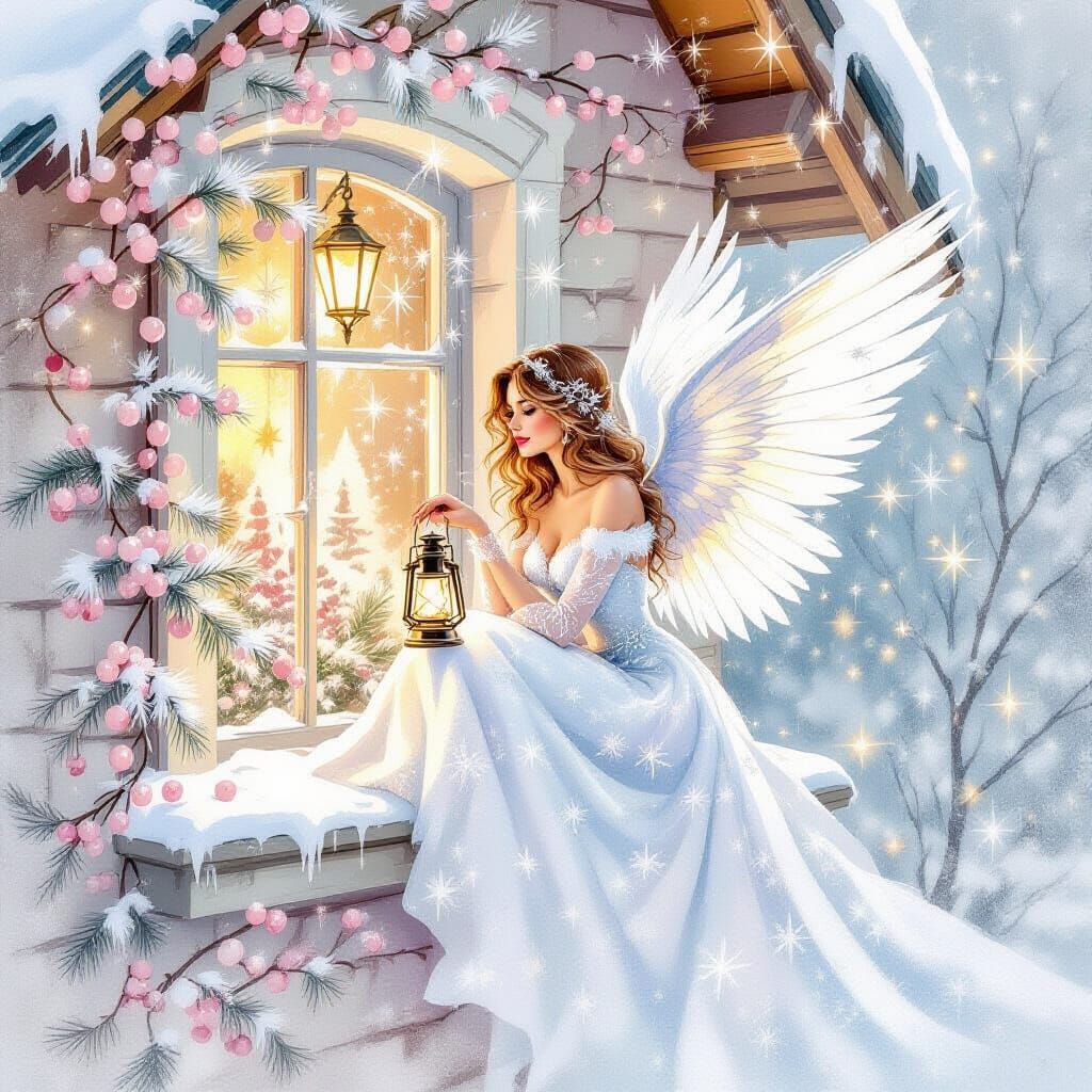 Angel of Stars and Snowflakes in a Christmas City