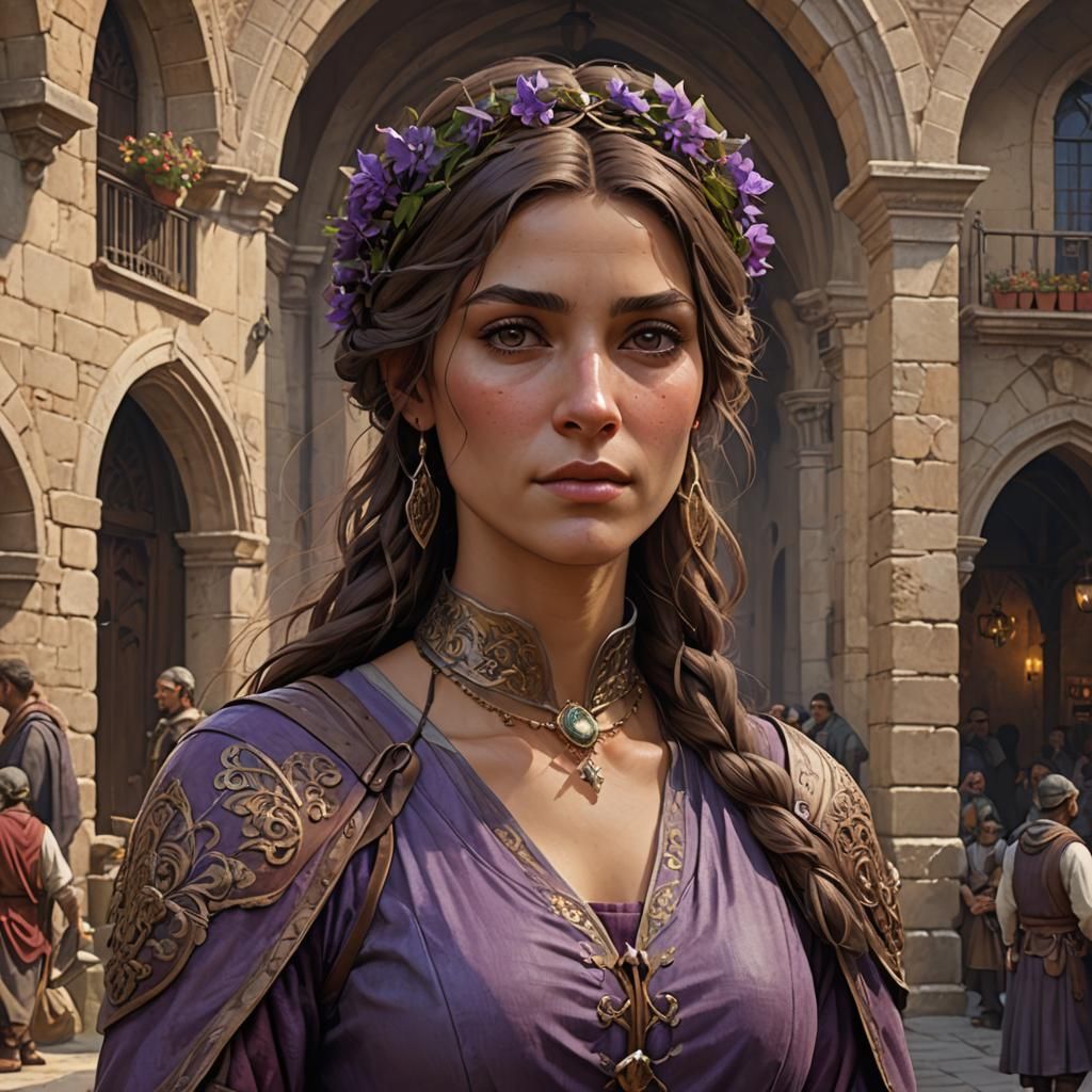 Medieval Italian Peasant Woman Portrait in Dark Fantasy