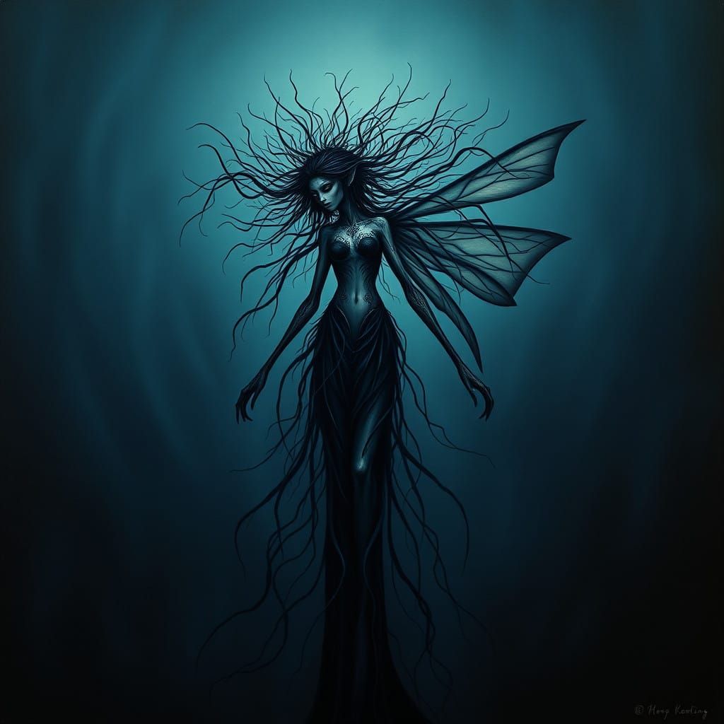 Mysterious Dark Fairy Confronts the Shadows