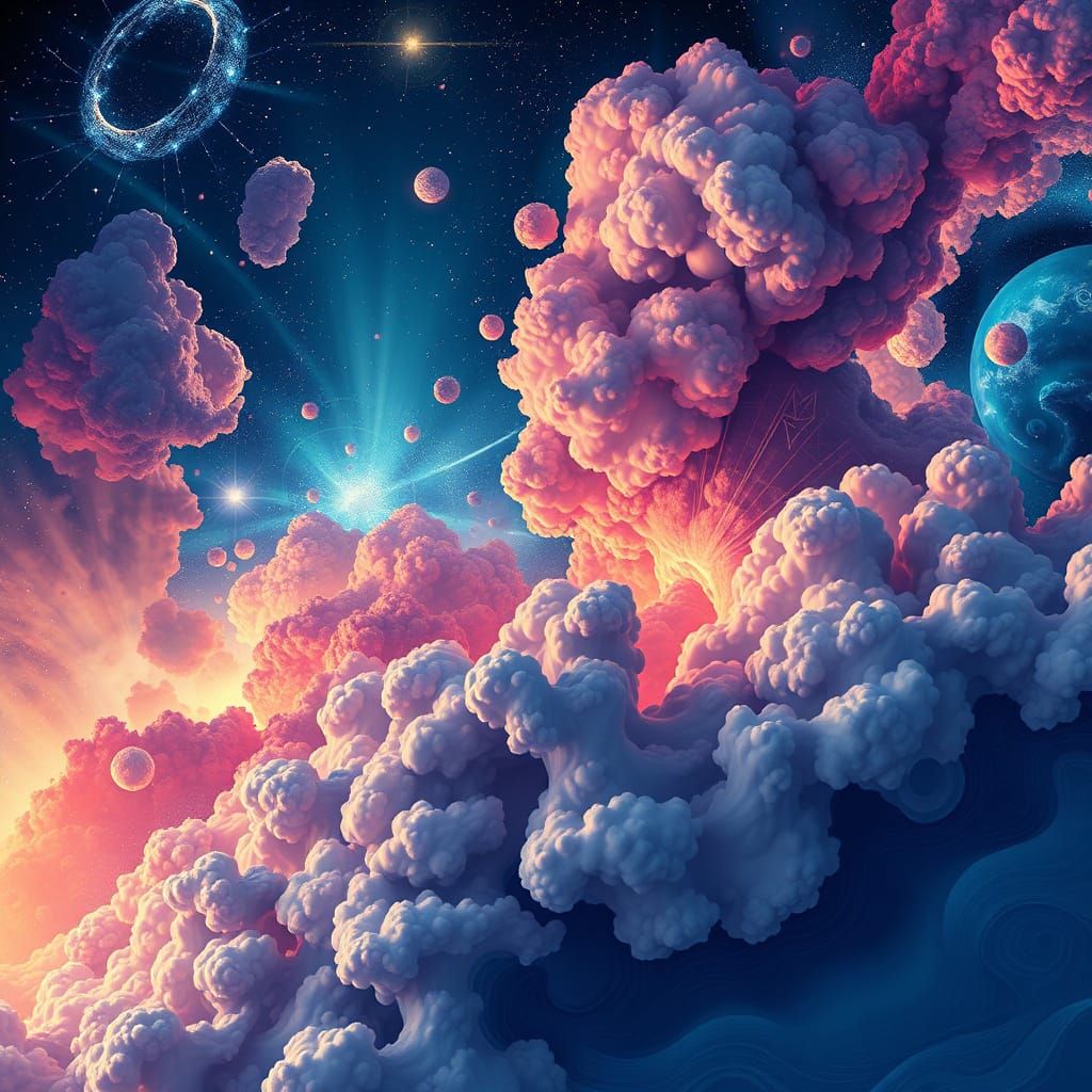 Cosmic Clouds with Zentangle Fractal Waves