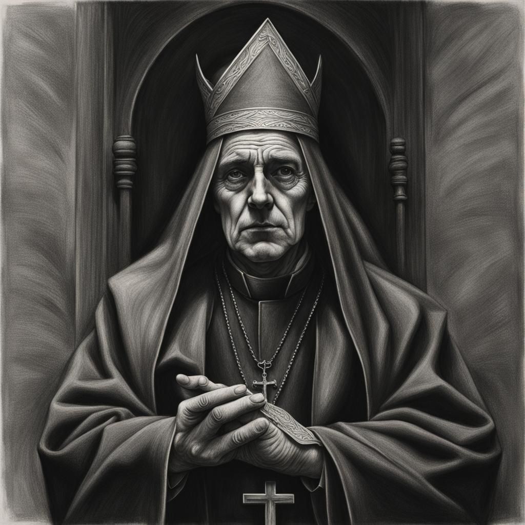 Hyperrealistic Dark Art: Vicar in Charcoal