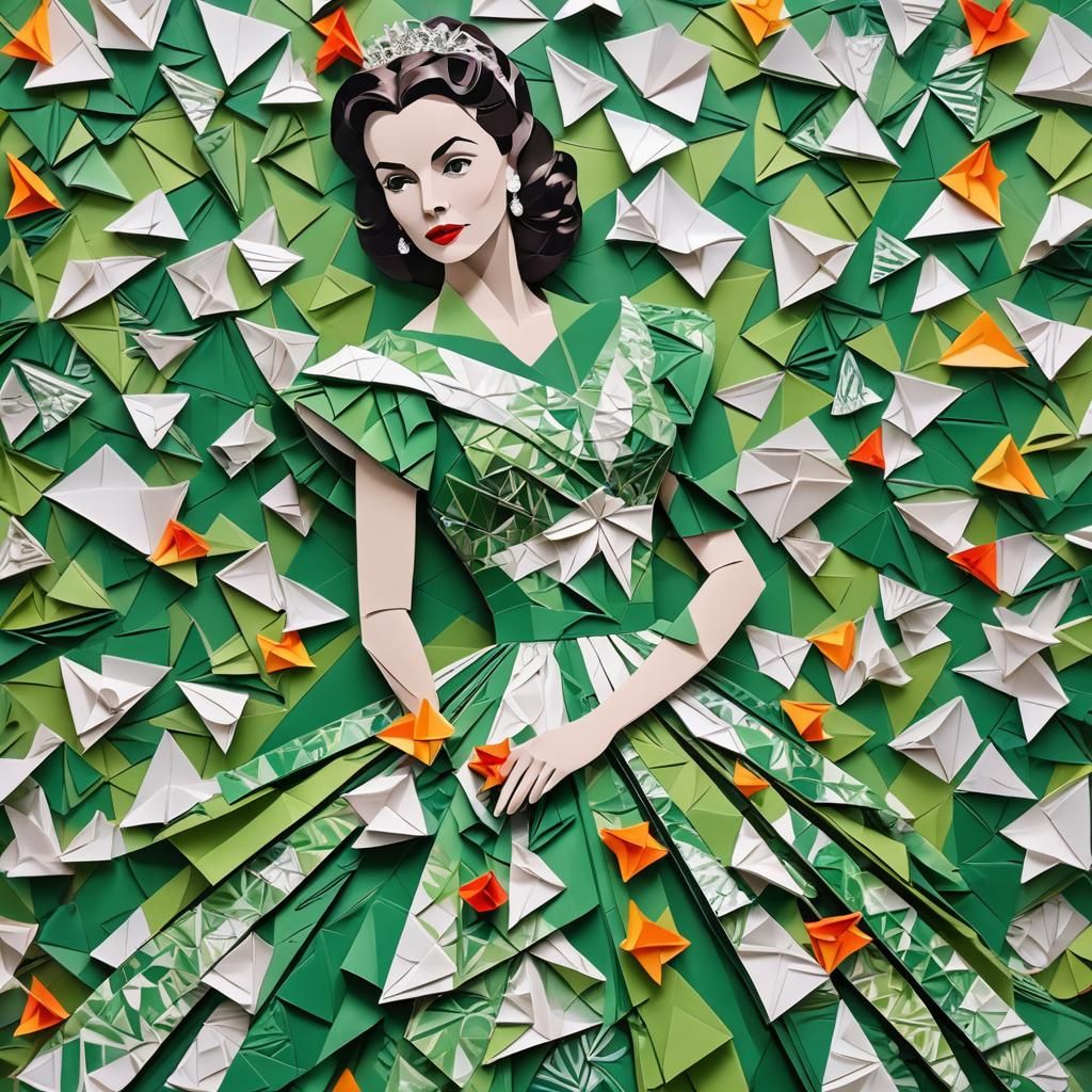 Scarlett O'Hara in Origami Dress: Abstract Art