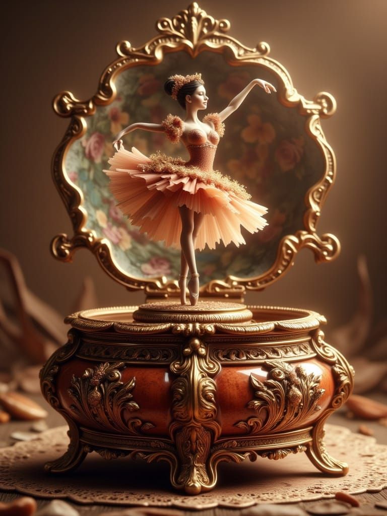 Ultra-Realistic Vintage Music Box with Dancing Ballerina in ...