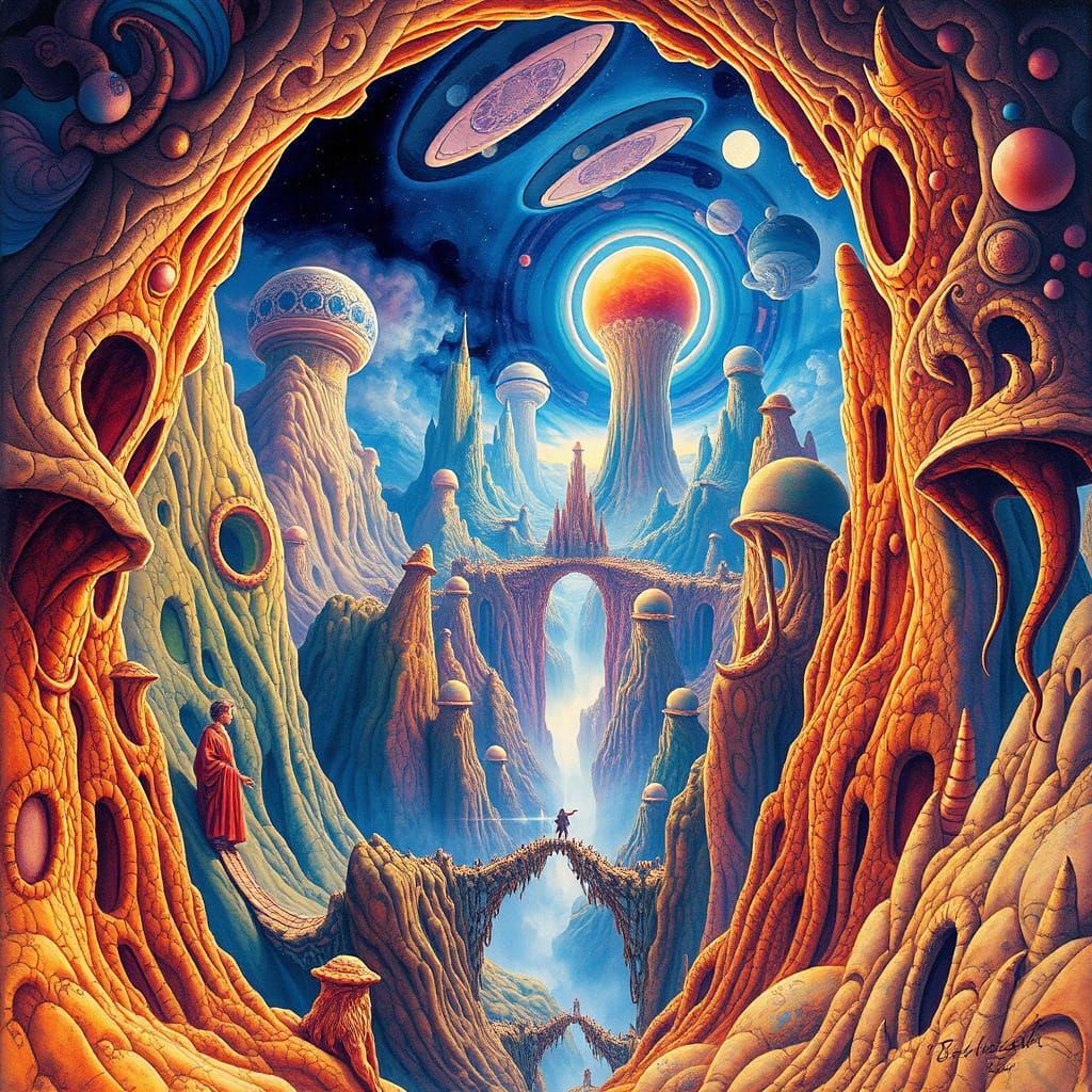 Epic Watercolor Masterpiece in the Style of Roger Dean