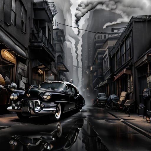 Film Noir Alleyway Figure in Shadows