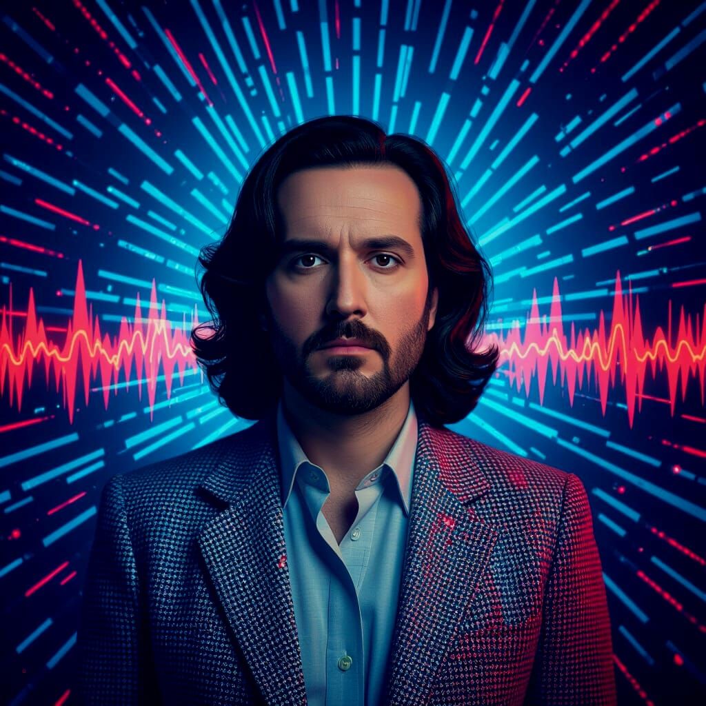 Vibrant Sound Frequency Visualization in Red and Blue