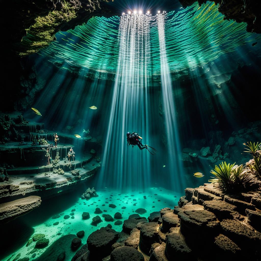 Belize cenote diving to see Mayan sacrificial remains