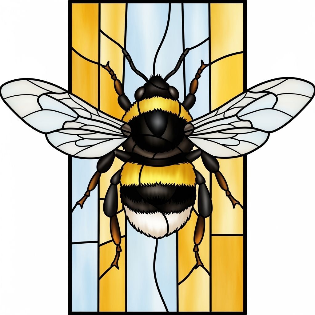 Stained Glass Bumblebee in Flight: Realistic Design