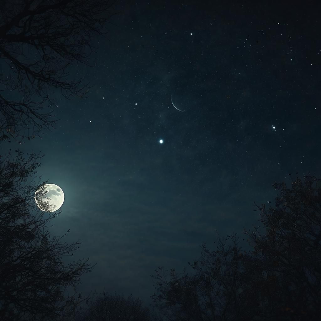 Cinematic Moonlit Sky with Twinkling Stars