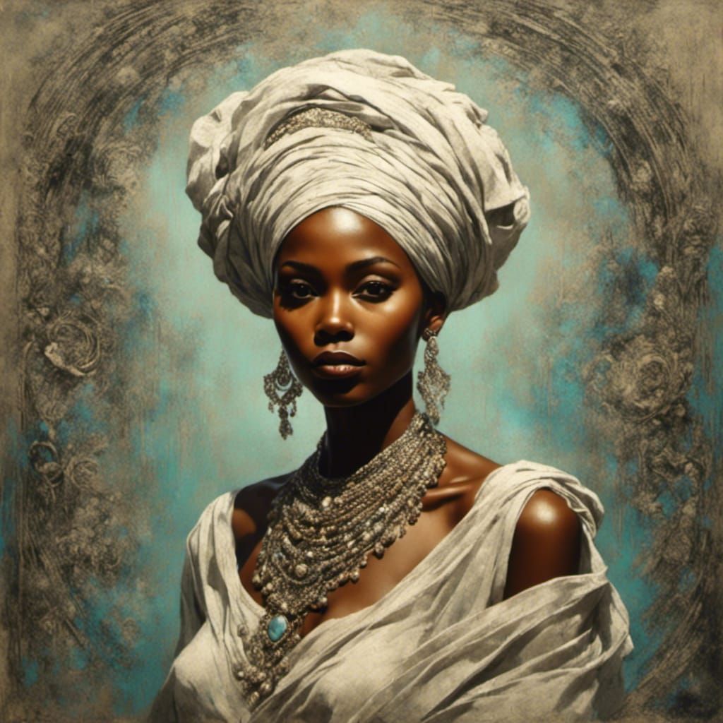 Older Black Woman in Chalk Art and Graphite