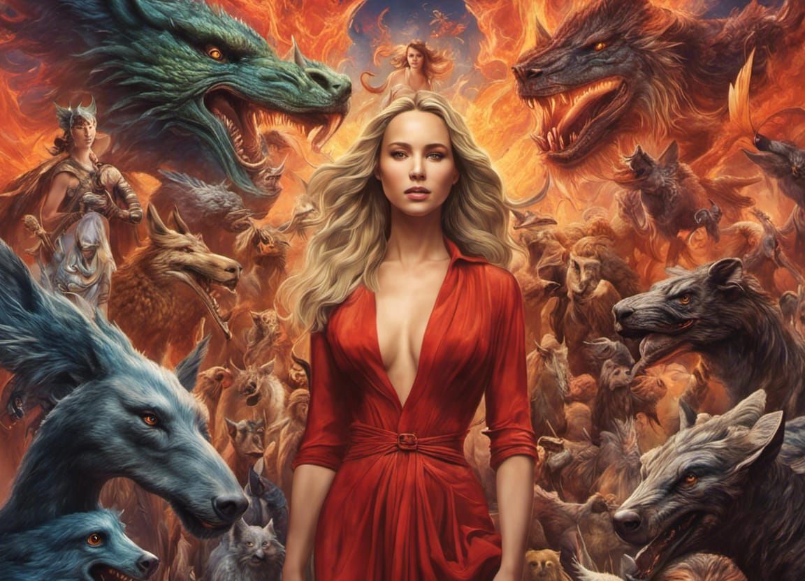 Jennifer Lawrence group selfie with mystical creatures