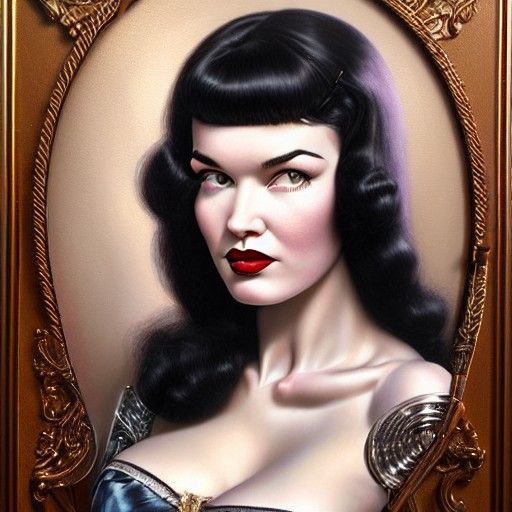 Ethereal Painting of Bettie Page in Hyperdetail