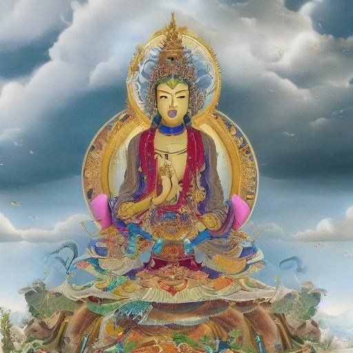 Ksitigarbha Bodhisattva Surrealist Painting in Dali Style