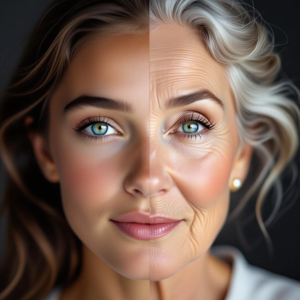 Split Portrait: Youth and Old Age