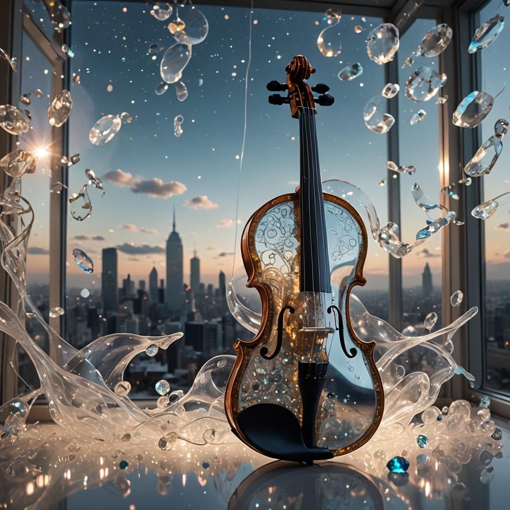 Transparent Glitter Violin in Cloud Palace