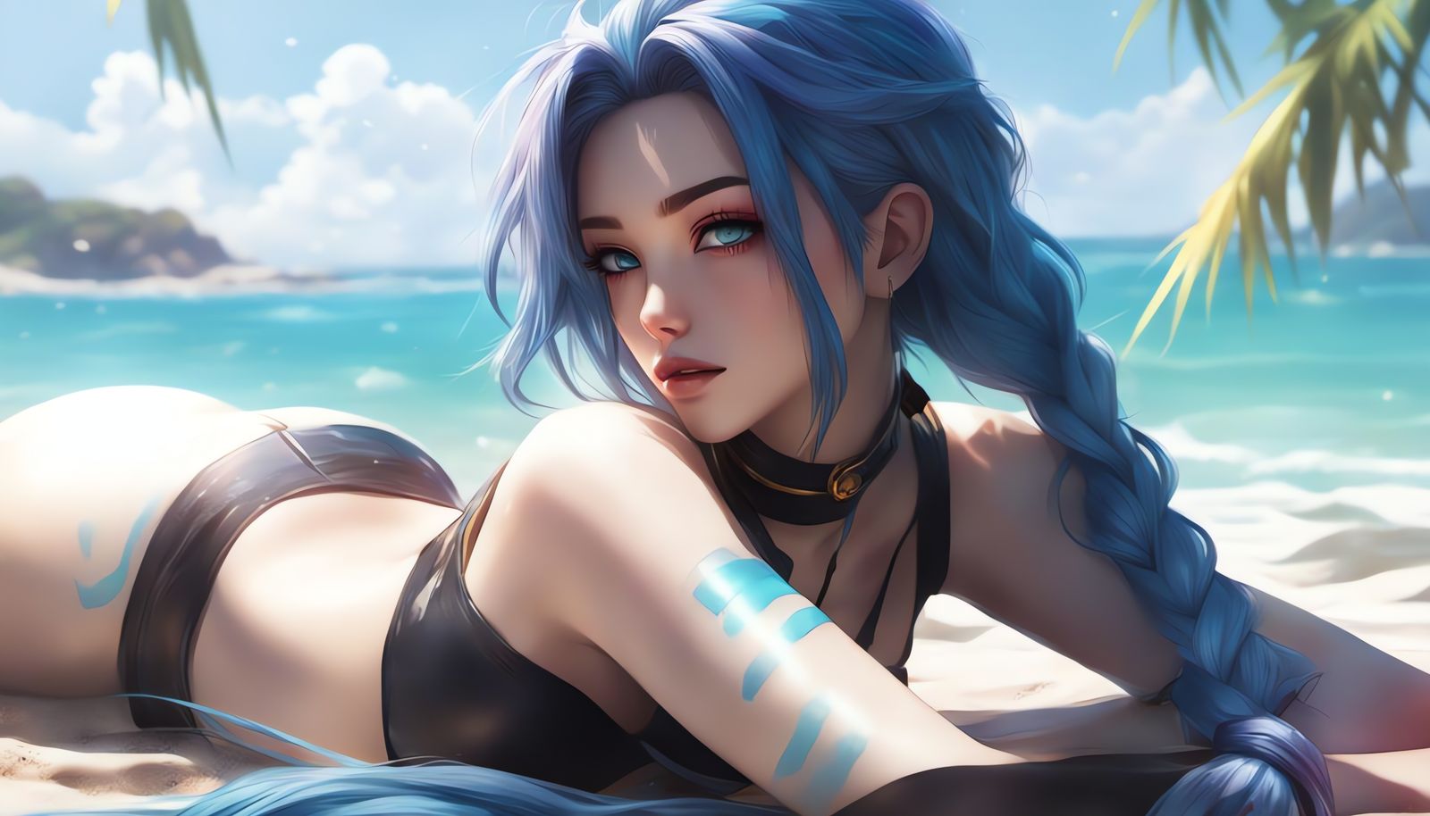 League of Legends Jinx Relaxing on the Beach
