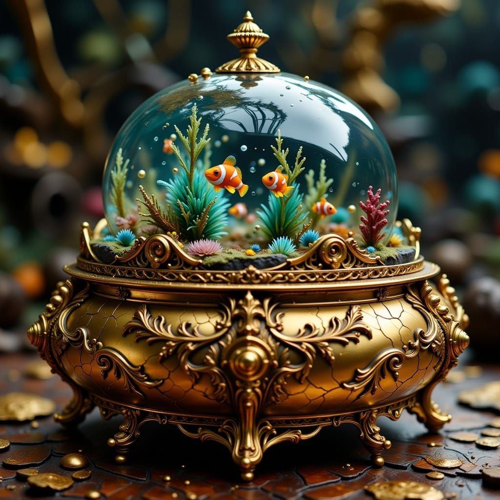 Ornate Music Box Reveals Clown Fish Underwater World