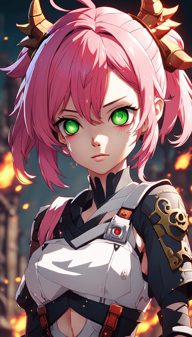 Gwen Tennyson Monster Girl Portrait in Anime Style