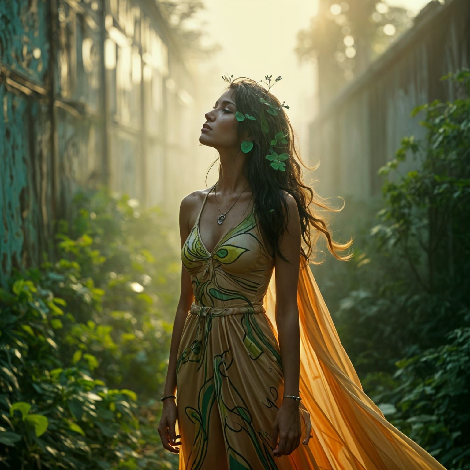 Vibrant Street Art Goddess in a Melting World of Color