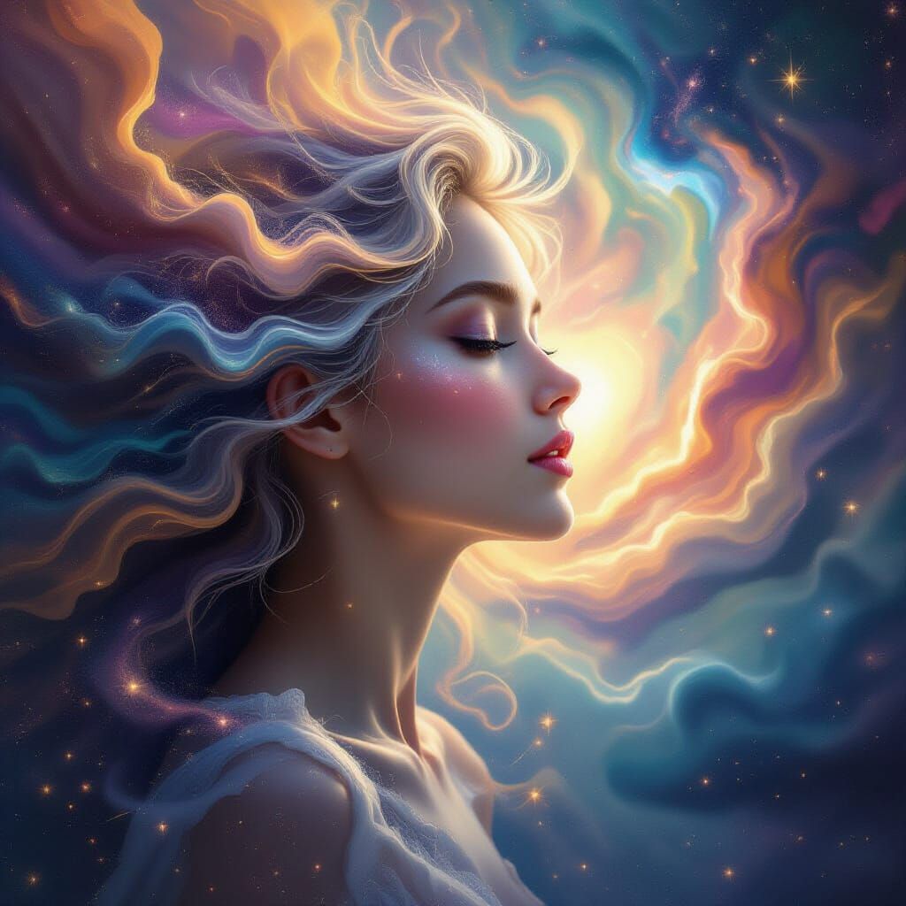 Celestial Being of Stardust and Nebulae in Cosmic Vortex