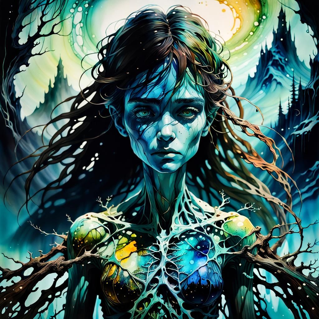 Surreal Alcohol Ink Rendering in Deep Color