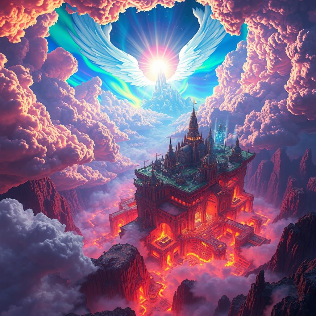 Heavenly Metropolis Amidst Fiery Abyss