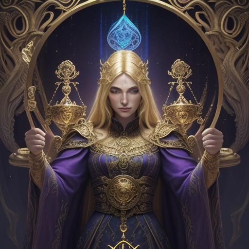 Mystical Tarot Reader with Justice Scales