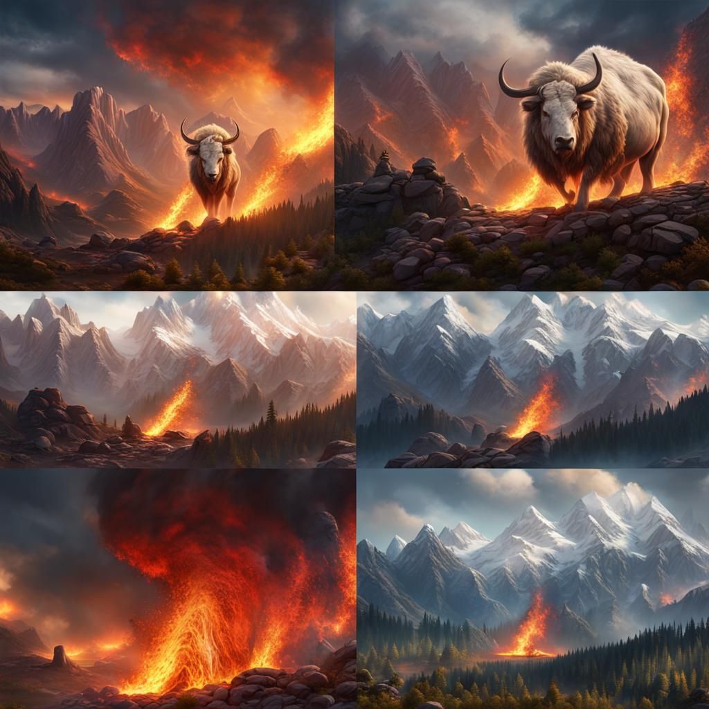 White Buffalo in Rocky Mountains Art