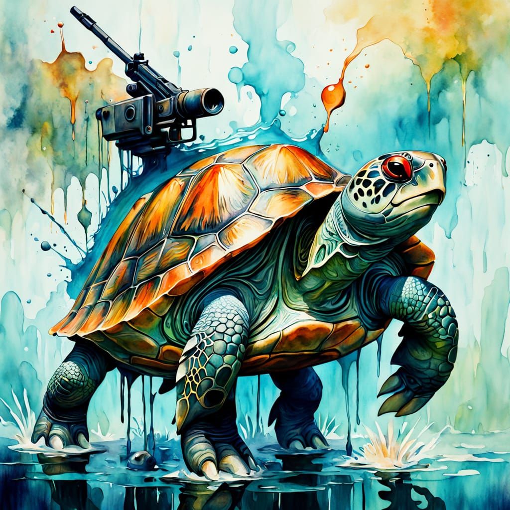turtle with ammunition across his back and Ladybug sitting o...