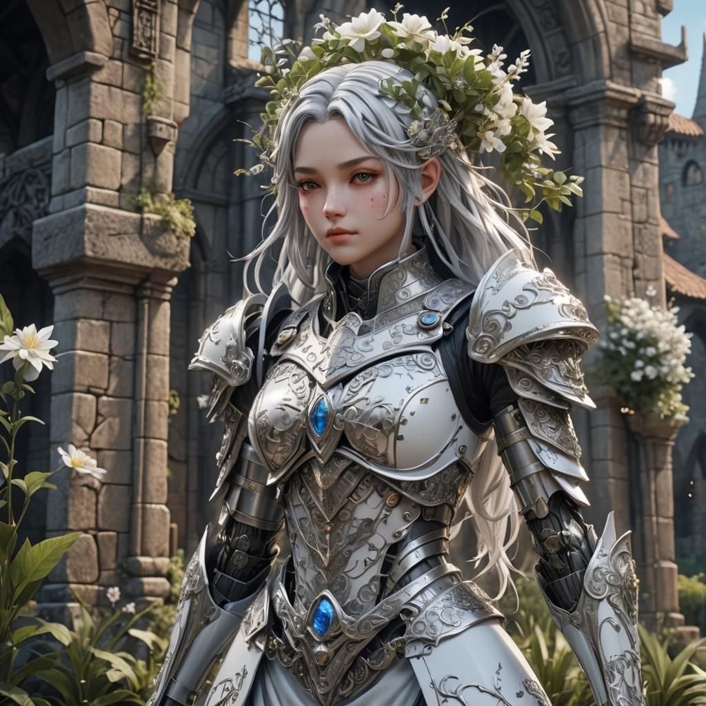 Medieval Cyborg Esper Sentinel in Detailed Matte Painting