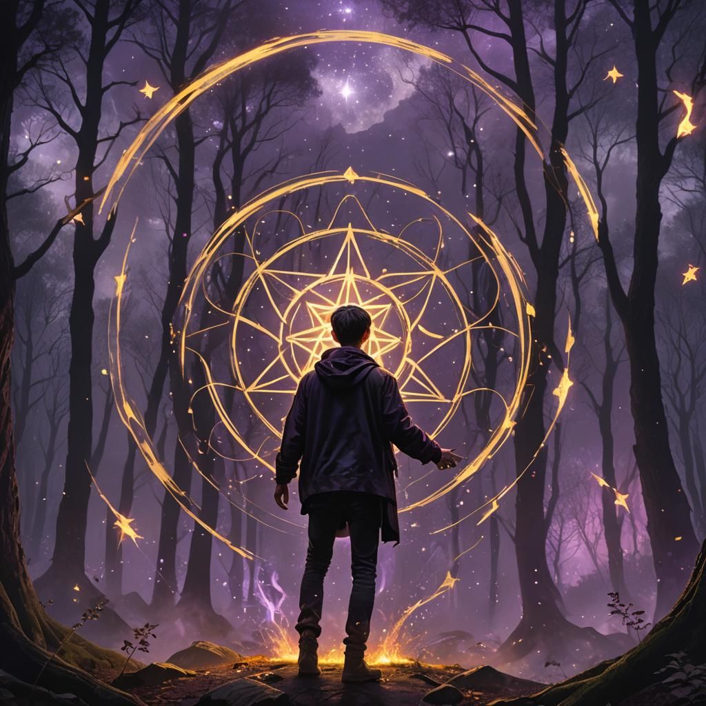 Dark Fantasy Magic in a Forest Scene