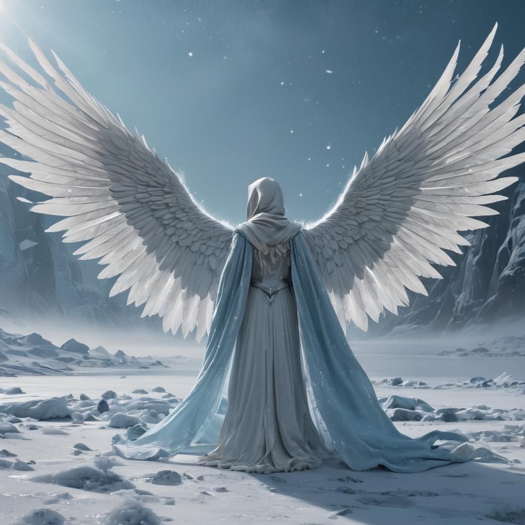 Angelic Being in Snowy Landscape as Digital Painting