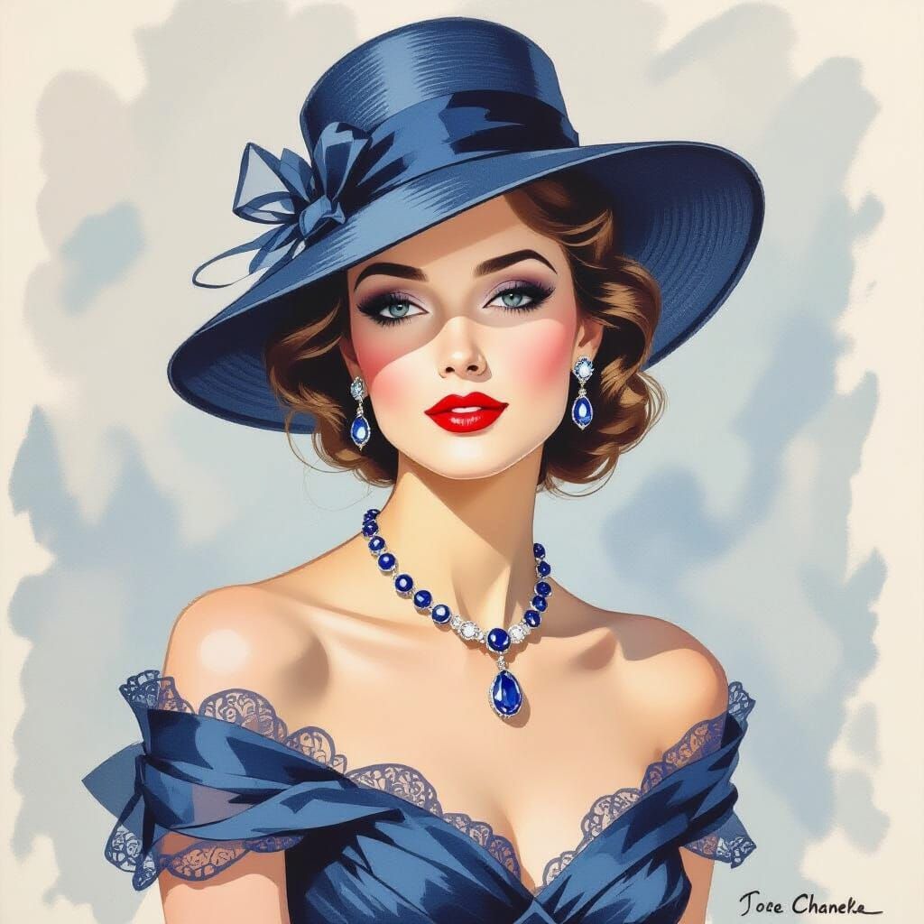 Elegant Beauty with Sapphires in Pastel Style