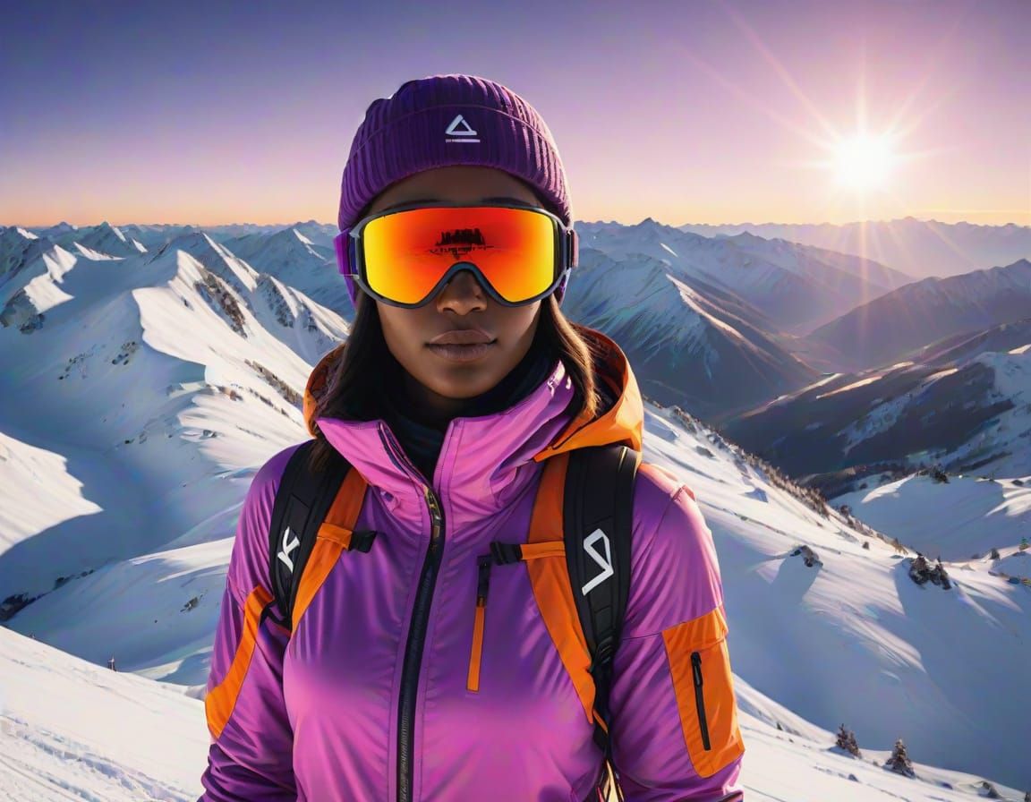 Woman in Ski Mask, Hyperrealistic Digital Art