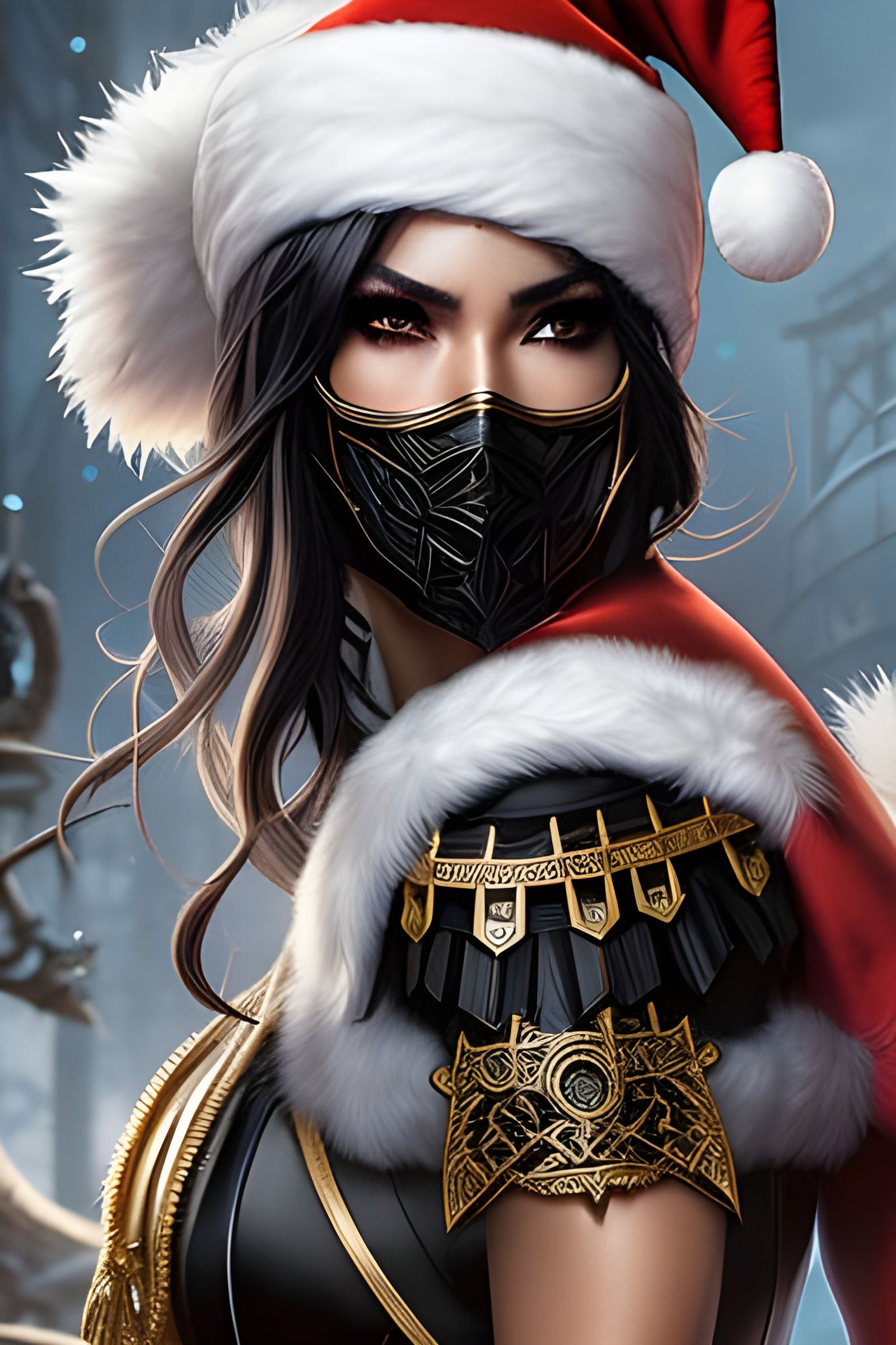 Goddess Rogue with Ninja Mask and Santa Hat