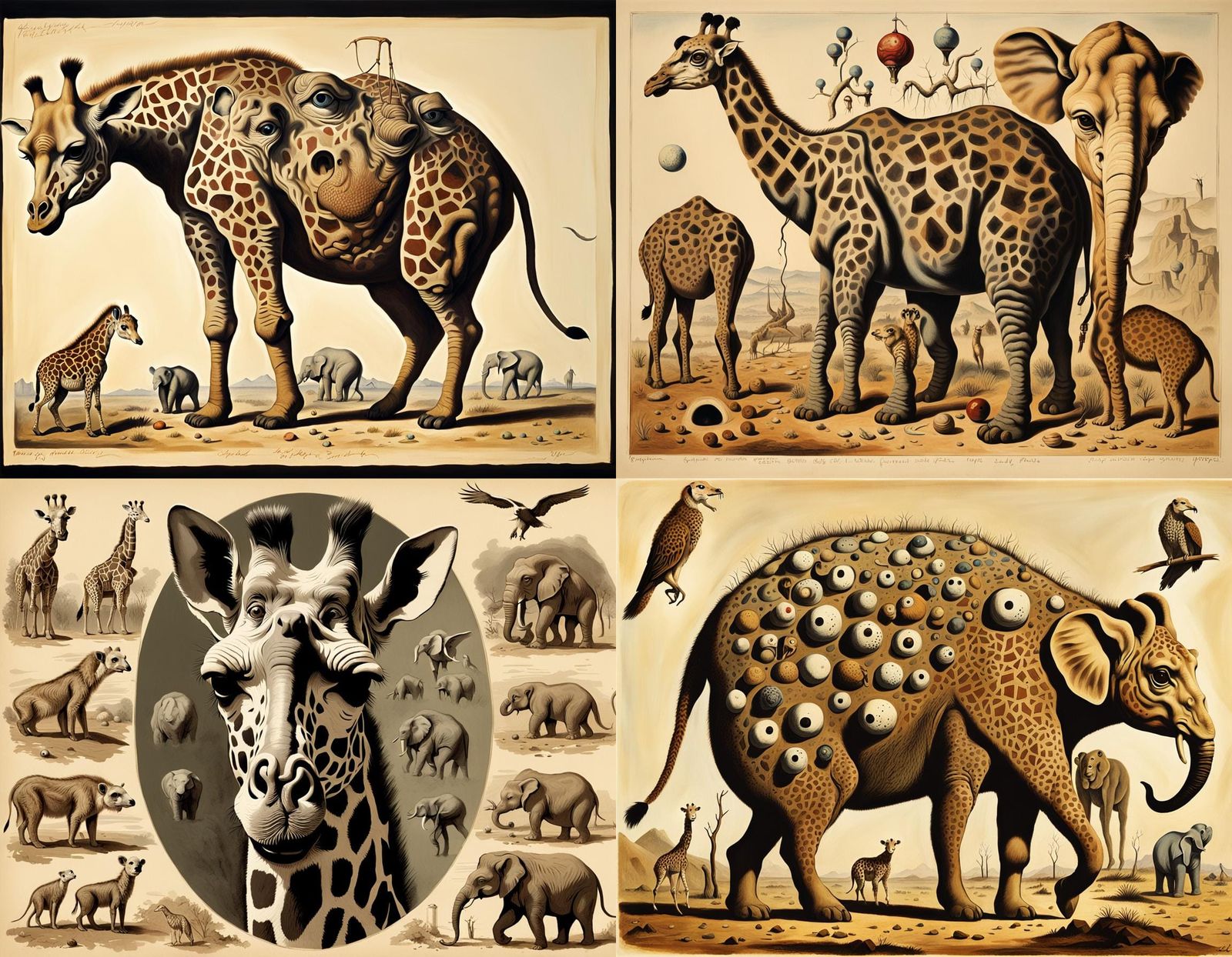 Surreal Mutant Animal Experiment in Early 20th Century Style