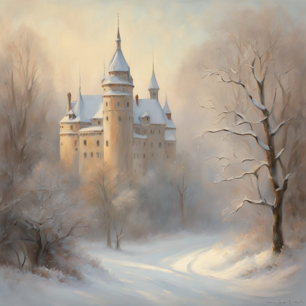 Winter Castle in Golden Light